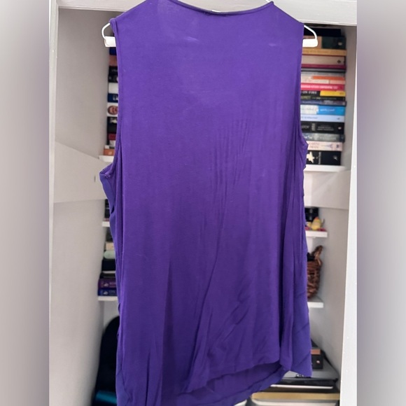 💜 Vintage Stunning Jaipur Purple Sleeveless Top with Satin Front Pleats - Size L - Picture 5 of 15